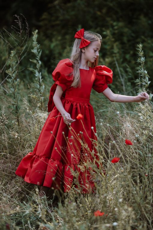 Duga haljina za devocice crvena